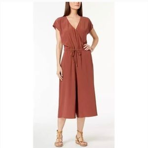 Eileen Fisher Russet Tencel Viscose Crepe Wide Leg Jumpsuit, S